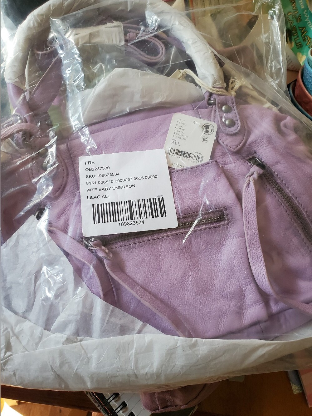 Free People Baby Emerson Lilac Leather Shoulder Bag - Picture 8 of 9